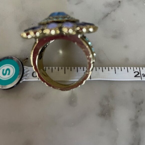 HEIDI DAUS Signed Amethyst Topaz Cocktail Statement Ring Costume 12 RARE - Picture 11 of 15